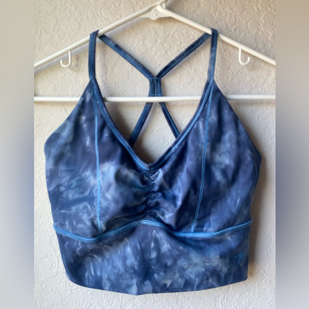 Gymshark Elevate Longline Sports Bra in Lakeside Blue Spray Dye ~ Size Small - Picture 2 of 7